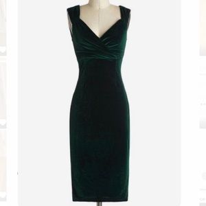 Emerald Velvet Pinup Pencil Dress